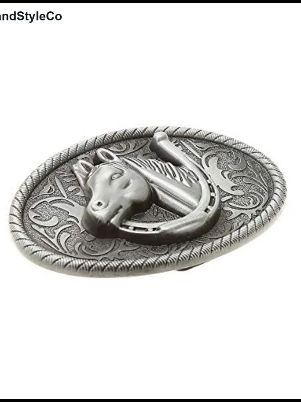 Vintage Western Cowboy Belt Buckle - Silver Horse Head Design, Zinc Alloy -